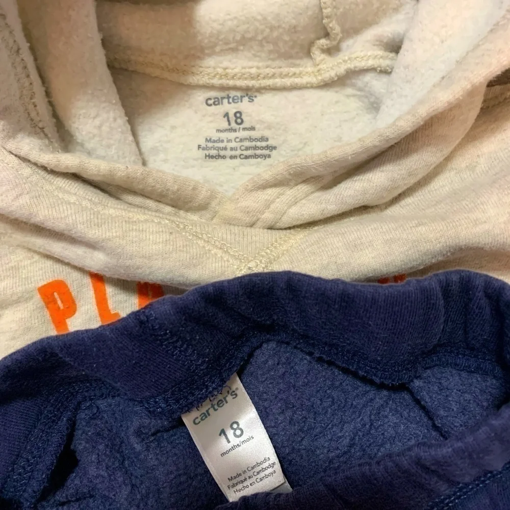 Carter’s Playground Legend Navy Blue Orange 2 Piece Fleece Sweatsuit